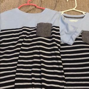 Two boys blue and striped shirt!
